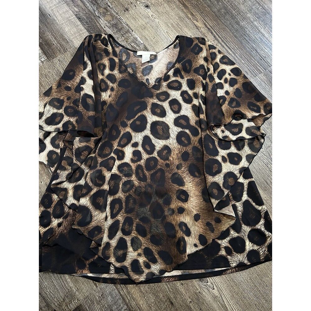 ATELIER 29 Womens blouse 3/4 Sleeve Size 2X‎ animal print pullover